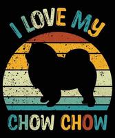 engraçado chow chow vintage retro pôr do sol silhueta presentes amante de cães proprietário de cães camiseta essencial vetor