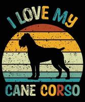 engraçado cane corso vintage retro pôr do sol silhueta presentes amante de cães proprietário de cães camiseta essencial vetor