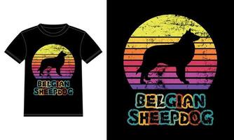 engraçado cão pastor belga vintage retro pôr do sol silhueta presentes amante de cães proprietário de cães camiseta essencial vetor