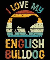 engraçado bulldog inglês vintage retro pôr do sol silhueta presentes amante de cães proprietário de cães camiseta essencial vetor