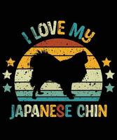 engraçado queixo japonês vintage retro pôr do sol silhueta presentes amante de cães proprietário de cães camiseta essencial vetor