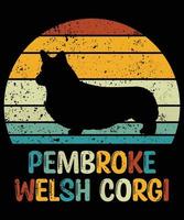 engraçado pembroke welsh corgi vintage retro pôr do sol silhueta presentes amante de cães proprietário de cães camiseta essencial vetor