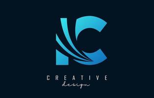 letras azuis criativas ic cb logotipo com linhas principais e design de conceito de estrada. letras com desenho geométrico. vetor