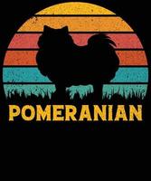 engraçado pomeranian vintage retro pôr do sol silhueta presentes amante de cães proprietário de cães camiseta essencial vetor