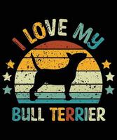 engraçado bull terrier vintage retro pôr do sol silhueta presentes amante de cães proprietário de cães camiseta essencial vetor