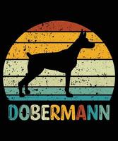 engraçado dobermann vintage retro pôr do sol silhueta presentes amante de cães proprietário de cães camiseta essencial vetor
