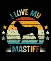 engraçado mastim vintage retro pôr do sol silhueta presentes amante de cães proprietário de cães camiseta essencial vetor