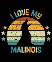 engraçado malinois vintage retro pôr do sol silhueta presentes amante de cães proprietário de cães camiseta essencial vetor