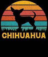 engraçado chihuahua vintage retro pôr do sol silhueta presentes amante de cães proprietário de cães camiseta essencial vetor