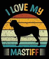 engraçado mastim vintage retro pôr do sol silhueta presentes amante de cães proprietário de cães camiseta essencial vetor