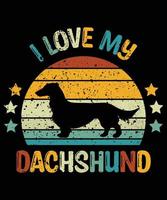 engraçado dachshund vintage retro pôr do sol silhueta presentes amante de cães proprietário de cães camiseta essencial vetor