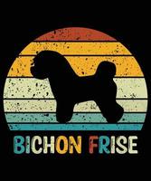 engraçado bichon frise vintage retro pôr do sol silhueta presentes amante de cães proprietário de cães camiseta essencial vetor