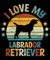 engraçado labrador retriever vintage retro pôr do sol silhueta presentes amante de cães proprietário de cães camiseta essencial vetor