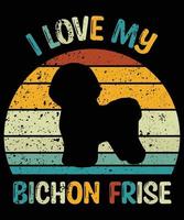 engraçado bichon frise vintage retro pôr do sol silhueta presentes amante de cães proprietário de cães camiseta essencial vetor