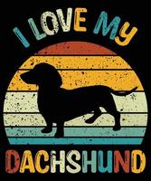 engraçado dachshund vintage retro pôr do sol silhueta presentes amante de cães proprietário de cães camiseta essencial vetor