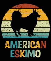 engraçado american esquimó vintage retro pôr do sol silhueta presentes amante de cães proprietário de cães camiseta essencial vetor