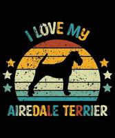 engraçado airedale terrier vintage retro pôr do sol silhueta presentes amante de cães proprietário de cães camiseta essencial vetor