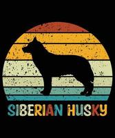 engraçado husky siberiano vintage retro pôr do sol silhueta presentes amante de cães proprietário de cães camiseta essencial vetor