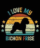 engraçado bichon frise vintage retro pôr do sol silhueta presentes amante de cães proprietário de cães camiseta essencial vetor