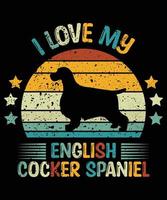 engraçado cocker spaniel vintage retro pôr do sol silhueta presentes amante de cães proprietário de cães camiseta essencial vetor