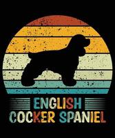 engraçado cocker spaniel vintage retro pôr do sol silhueta presentes amante de cães proprietário de cães camiseta essencial vetor