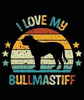 engraçado bullmastiff vintage retro pôr do sol silhueta presentes amante de cães proprietário de cães camiseta essencial vetor