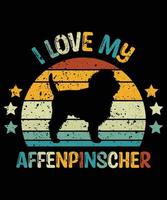 engraçado affenpinscher vintage retro pôr do sol silhueta presentes amante de cães proprietário de cães camiseta essencial vetor