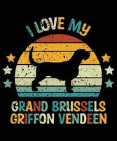 engraçado grand basset griffon vendeen vintage retro pôr do sol silhueta presentes amante de cães proprietário de cães camiseta essencial vetor