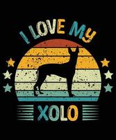 engraçado xolo vintage retro pôr do sol silhueta presentes amante de cães proprietário de cães camiseta essencial vetor