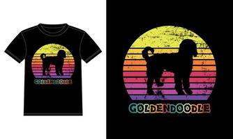 engraçado goldendoodle vintage retrô pôr do sol silhueta presentes amante de cães proprietário de cães camiseta essencial vetor