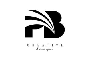 letras pretas criativas pb pb logotipo com linhas principais e design de conceito de estrada. letras com desenho geométrico. vetor