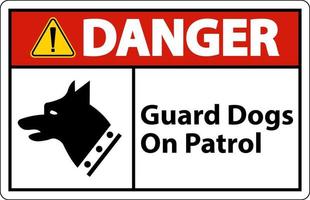 cães de guarda de perigo em sinal de símbolo de patrulha no fundo branco vetor
