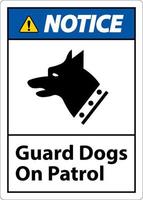 observe os cães de guarda no sinal de símbolo de patrulha no fundo branco vetor