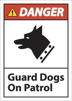 cães de guarda de perigo em sinal de símbolo de patrulha no fundo branco vetor