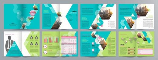modelo de folheto de guia de apresentação de negócios corporativos, relatório anual, modelo de design de folheto de negócios geométrico plano minimalista de 16 páginas, tamanho a4. vetor