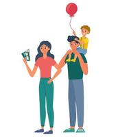 família feliz. mãe, pai e filho. feriado. perfil de pessoas. perfeito para mídias sociais e apresentações de negócios, interface de usuário, aplicativos e interfaces. ilustração vetorial plana vetor