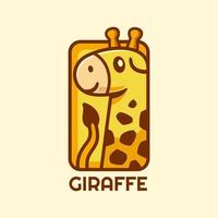 design de logotipo de desenho animado de girafa fofa vetor