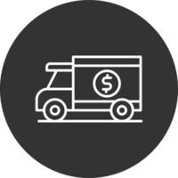 ícone invertido de linha de caminhão de dinheiro vetor