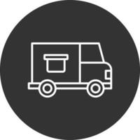 ícone invertido de linha de caminhão de entrega vetor