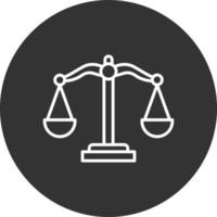 ícone invertido de linha de escala de justiça vetor