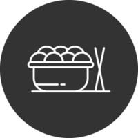 ícone invertido de linha de comida asiática vetor