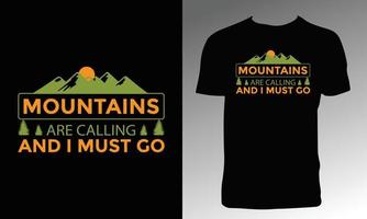 design de camiseta de aventura de caminhada vetor