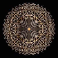 design de mandala ornamental de luxo em fundo de padrão arabesco de cor dourada vetor