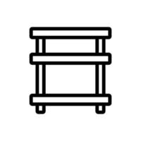 mesa de cabeceira com ilustração de contorno de vetor de ícone de prateleiras
