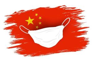 vector bandeira da china vintage com máscara.