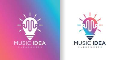logotipo de lâmpada com vetor premium de conceito de design de música