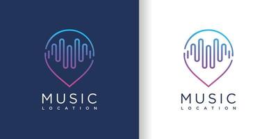 logotipo de pino com vetor premium de conceito de design de música