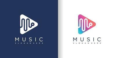 design de logotipo de música com vetor premium de estilo de conceito moderno