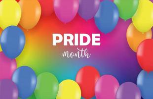 mês do orgulho lgbtq. design com fundo colorido do arco-íris do balão. vetor. vetor