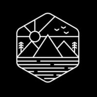 imagem de vetor de logotipo de paisagem de aventura de montanha de arte de linha